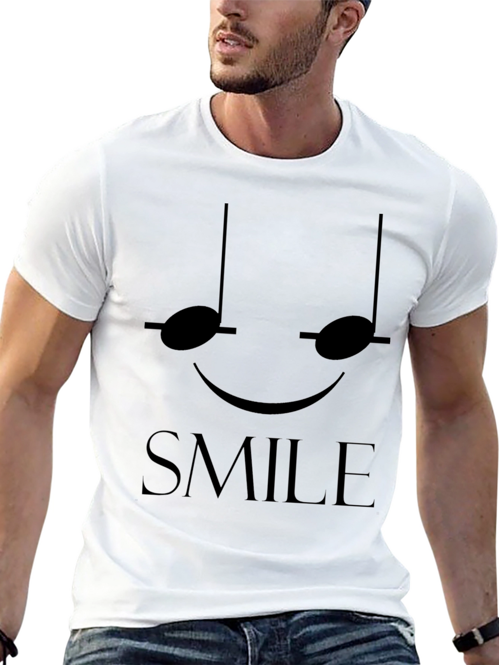 Smile Musical Note Graphic Tee - Black