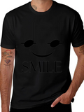 Smile Musical Note Graphic Tee - Black