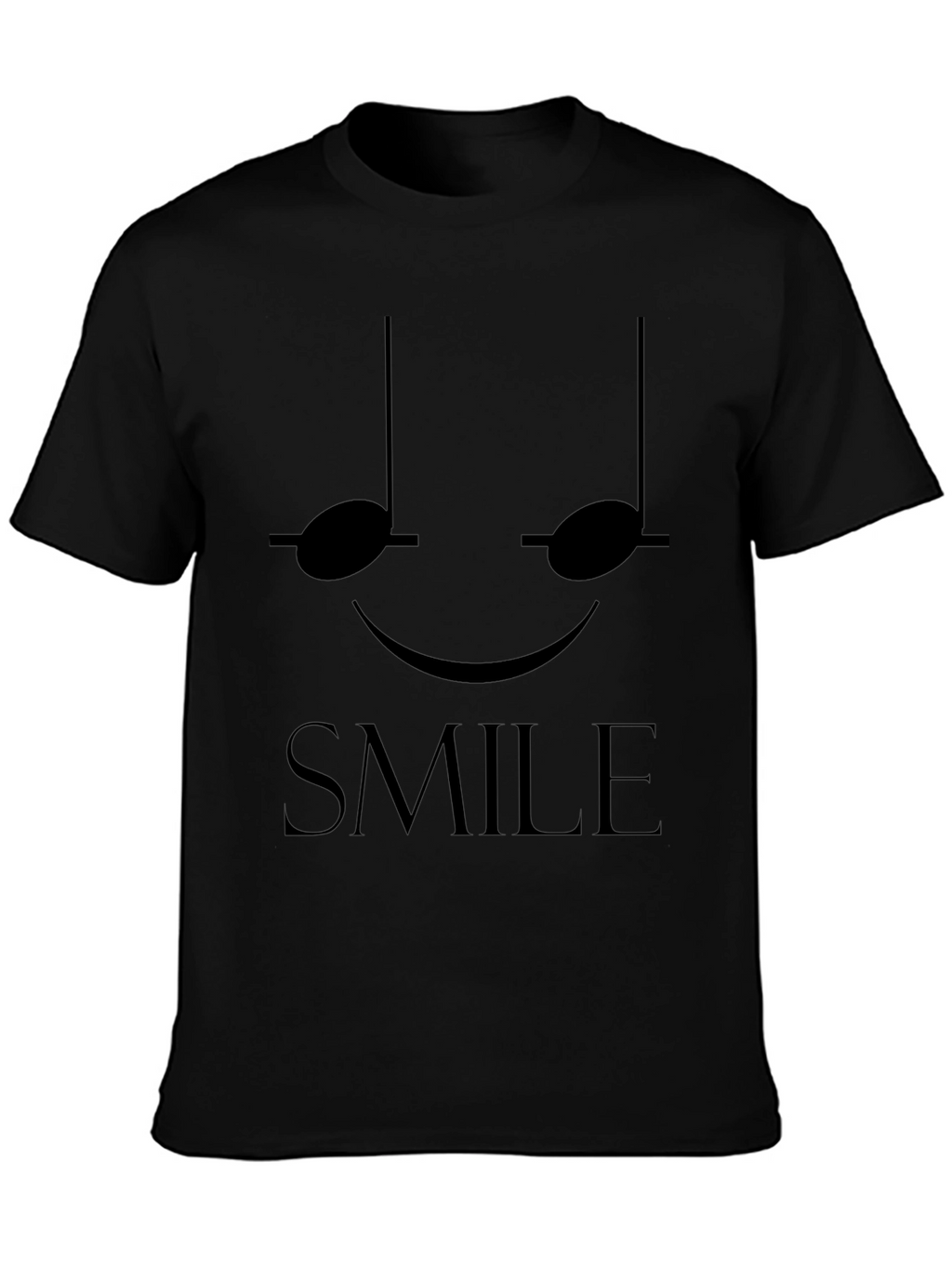 Smile Musical Note Graphic Tee - Black
