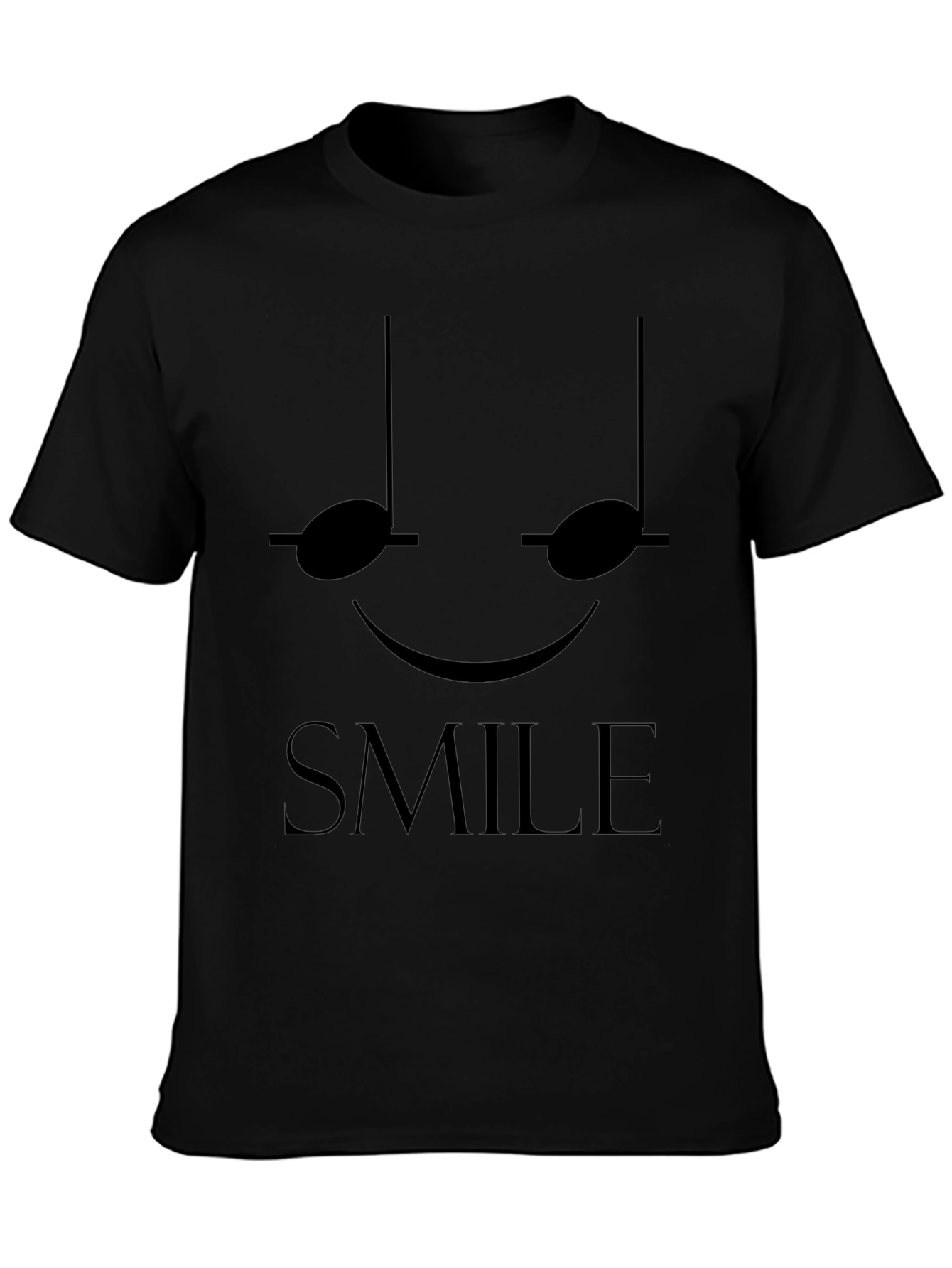 Smile Musical Note Graphic Tee - Black