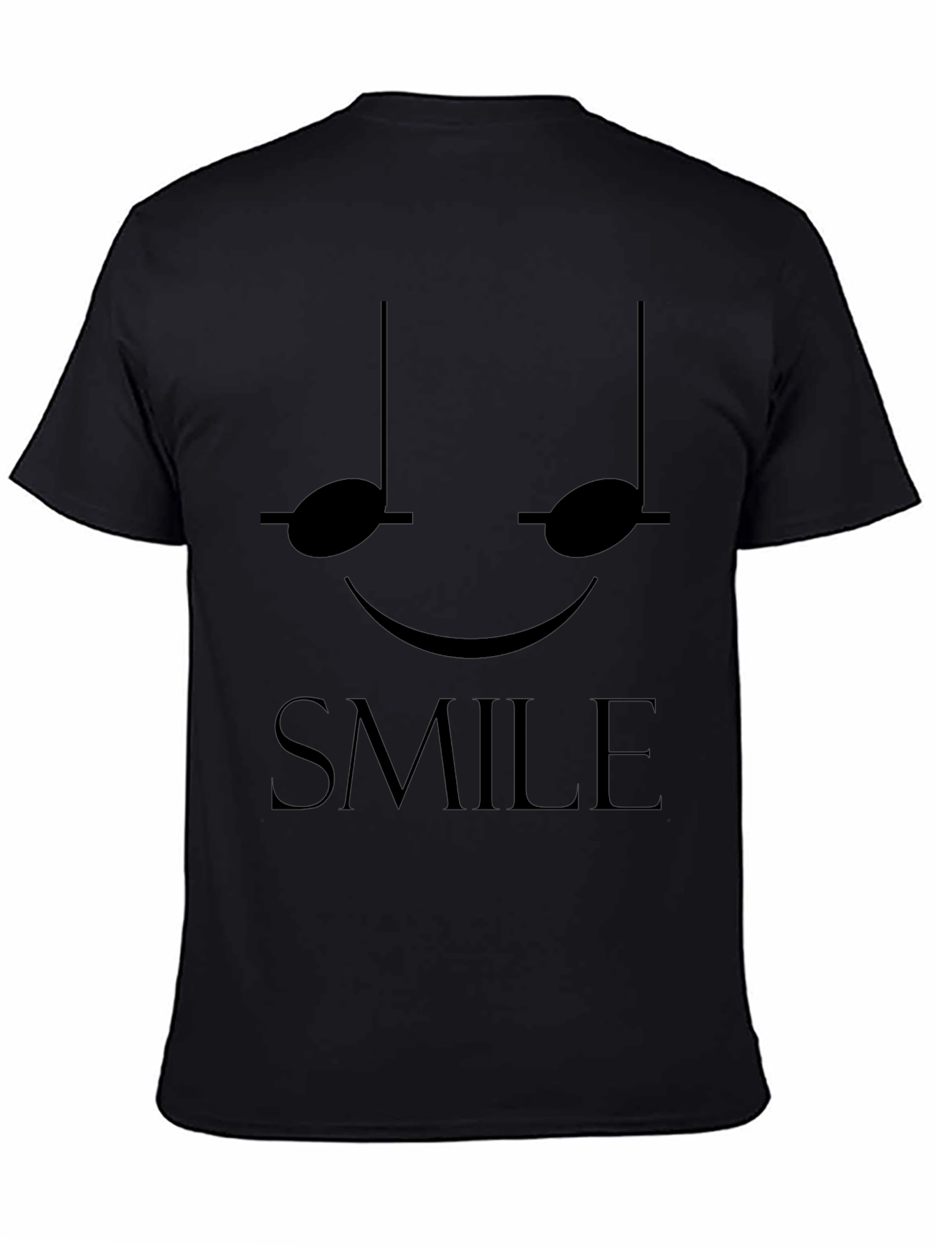Smile Musical Note Graphic Tee - Black