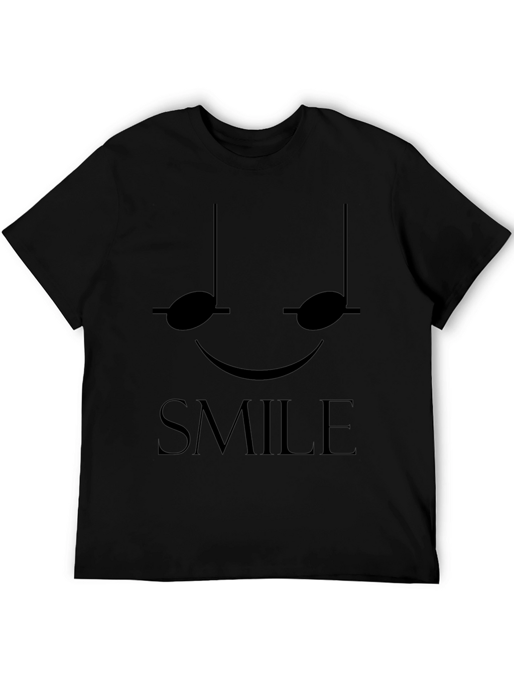 Smile Musical Note Graphic Tee - Black