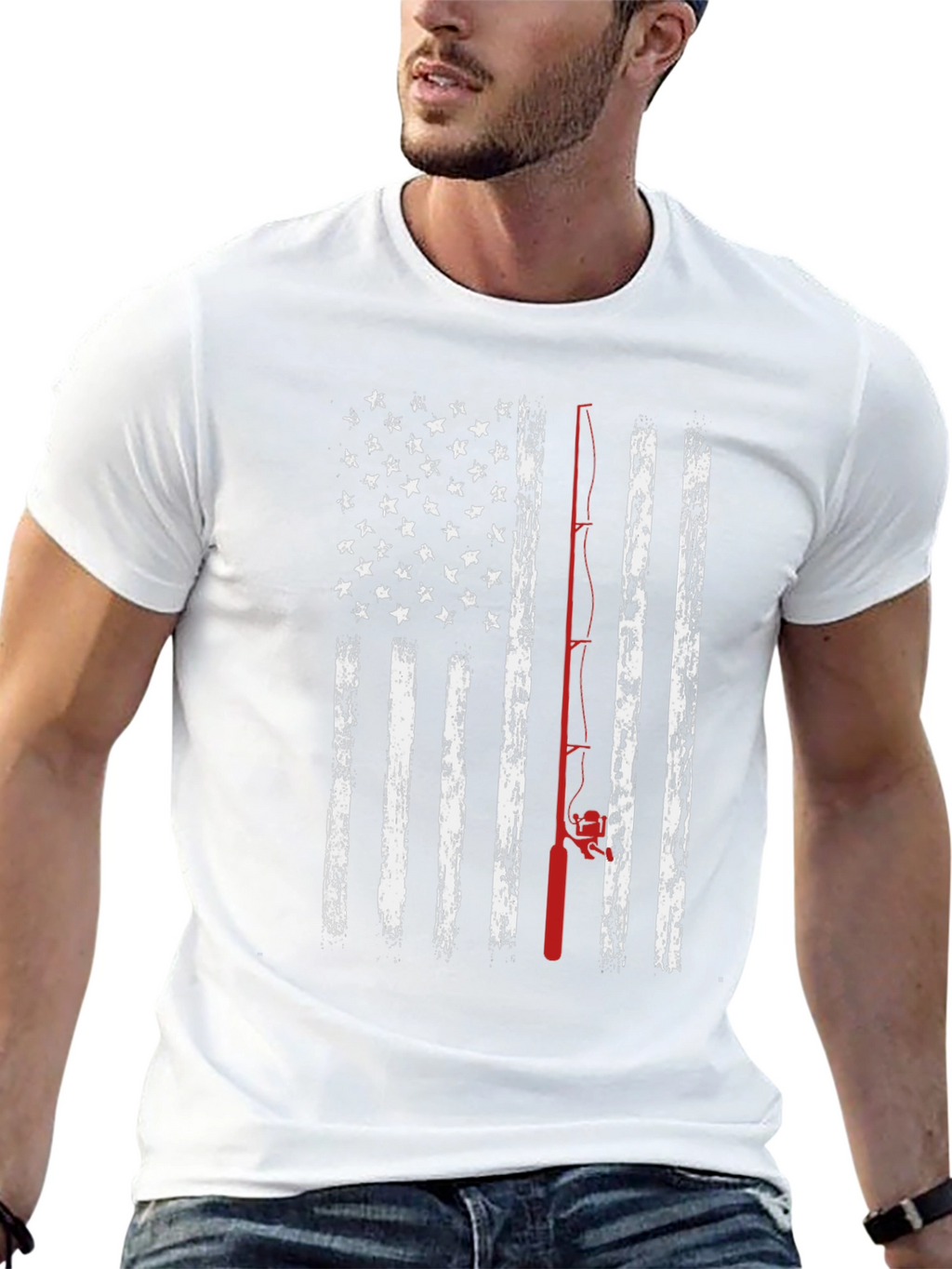 Fishing American Flag Graphic Tee