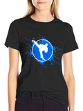 Martial Arts Kick Graphic Tee - Black Cotton T-Shirt