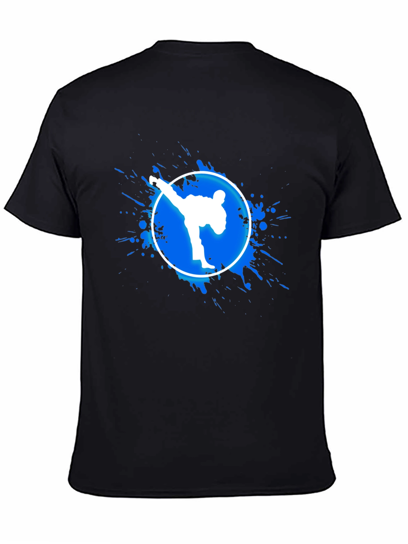 Martial Arts Kick Graphic Tee - Black Cotton T-Shirt