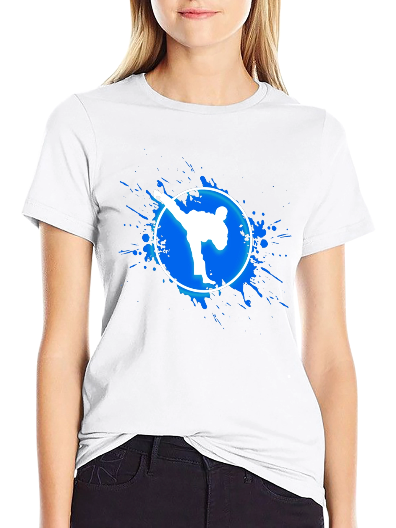 Martial Arts Kick Graphic Tee - Black Cotton T-Shirt
