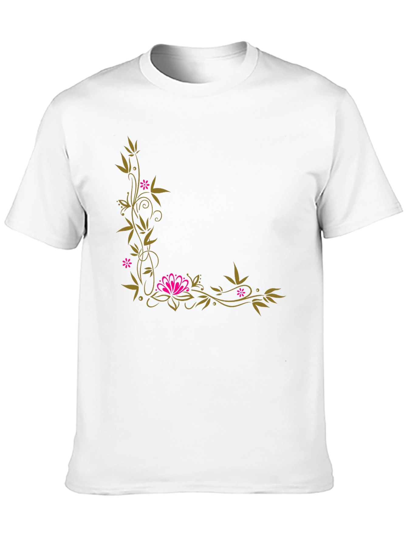 Floral Corner Accent Black T-Shirt
