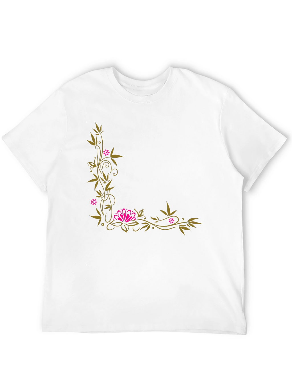 Floral Corner Accent Black T-Shirt