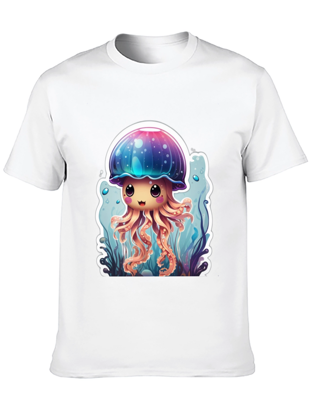 Cute Jellyfish Graphic Tee - Black Cotton T-Shirt