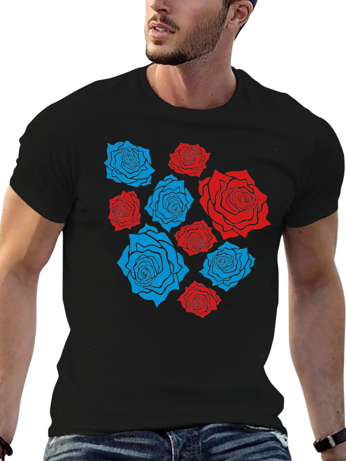 Rose Print T-Shirt - Stylish Casual Wear