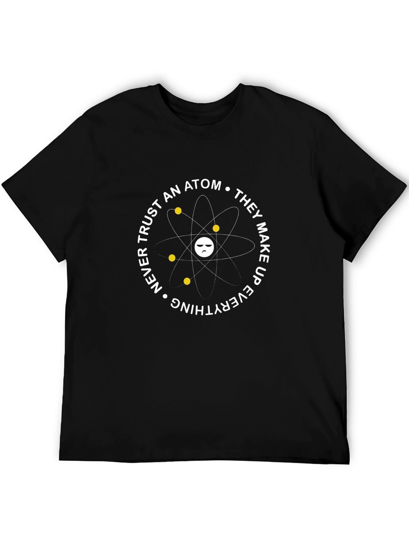 Funny Science Atom Graphic T-Shirt - Black