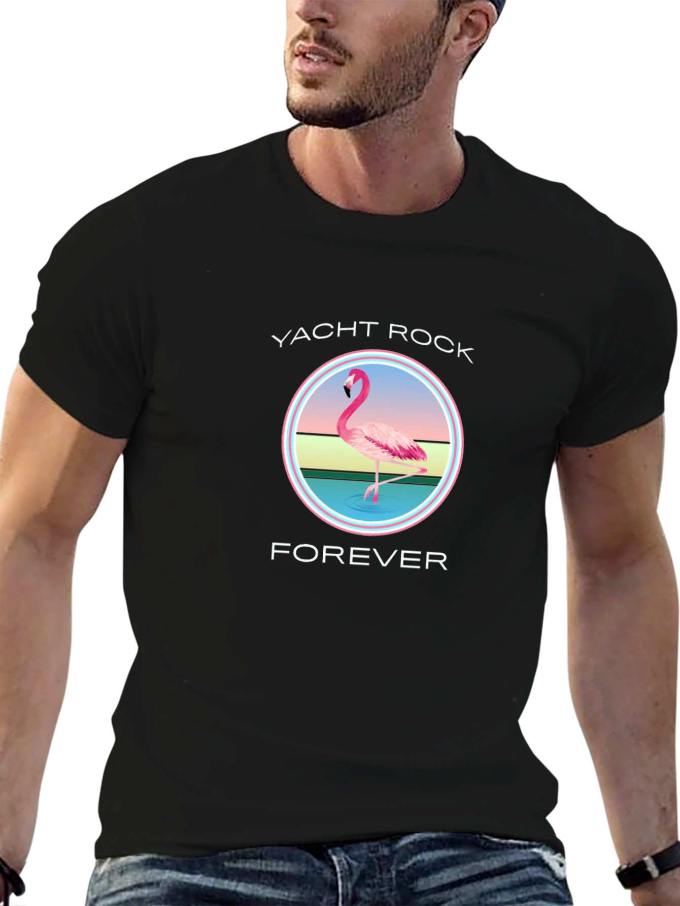 Yacht Rock Forever Flamingo Graphic T-Shirt