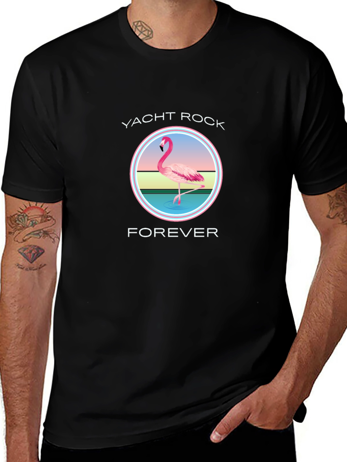 Yacht Rock Forever Flamingo Graphic T-Shirt