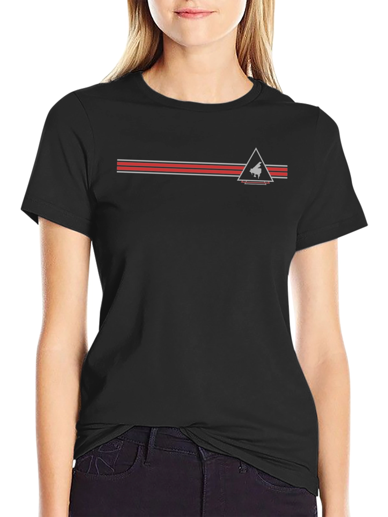 Piano Triangle Graphic Tee - Black Cotton Blend