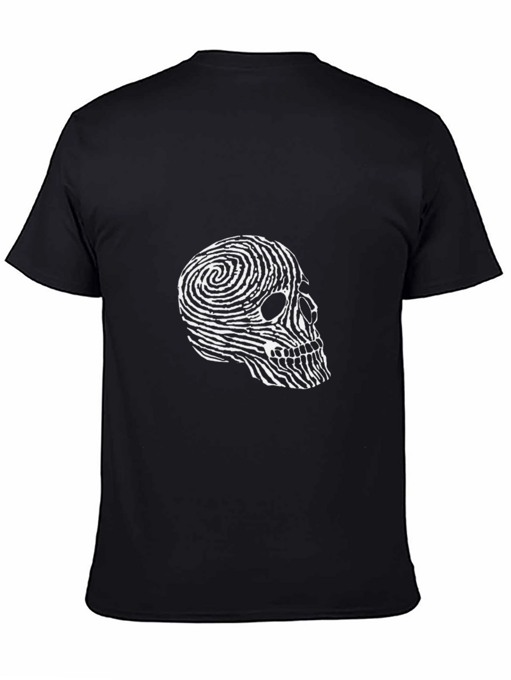Fingerprint Skull Graphic Tee - Black