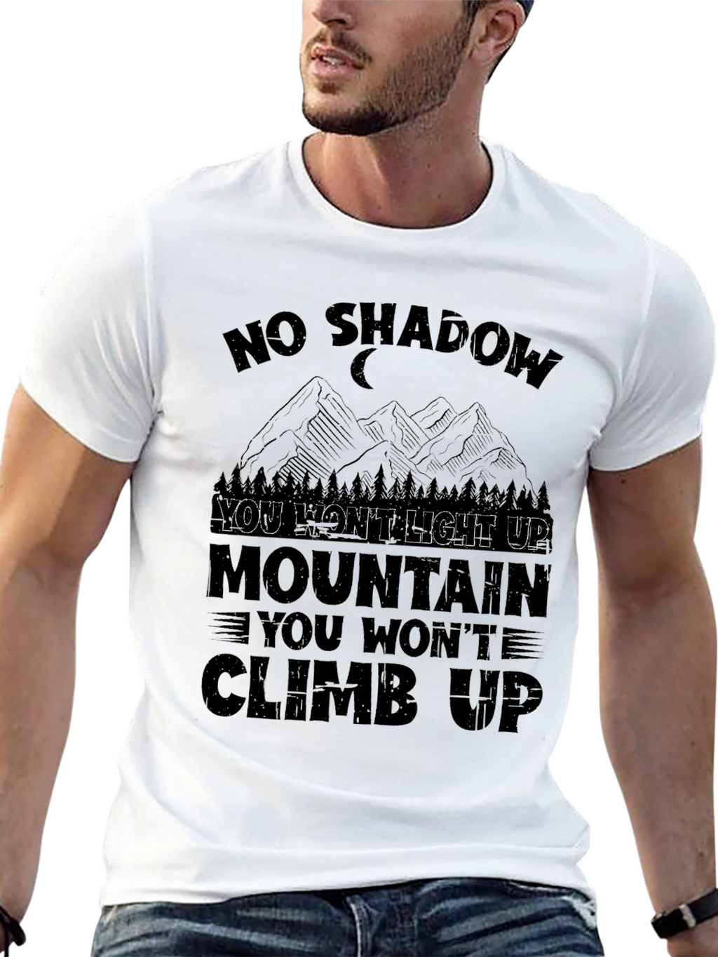No Shadow Mountain Climb Black Graphic Tee