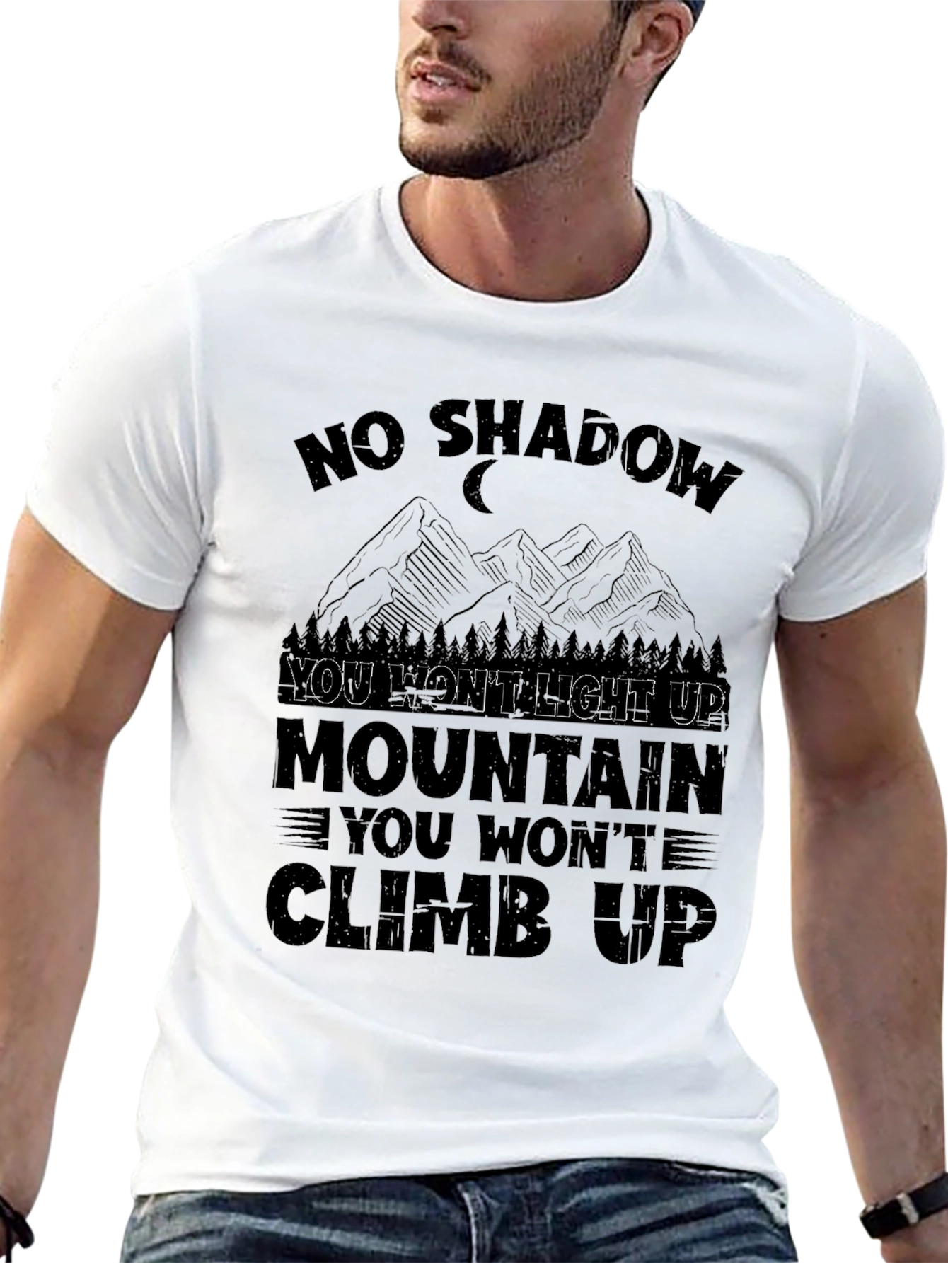 No Shadow Mountain Climb Black Graphic Tee