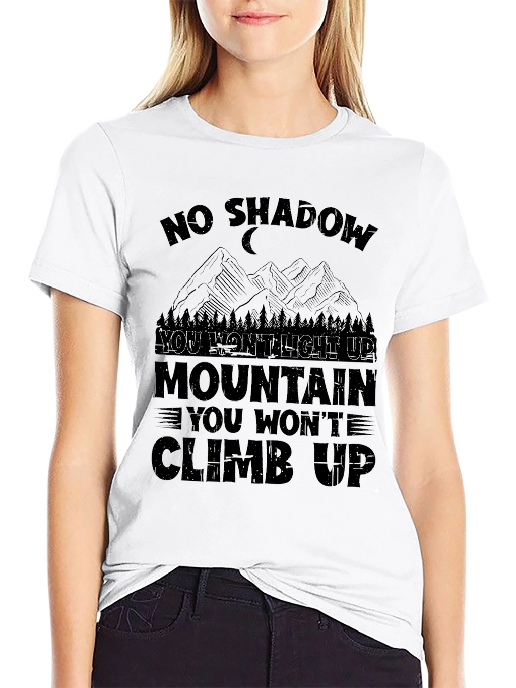 No Shadow Mountain Climb Black Graphic Tee