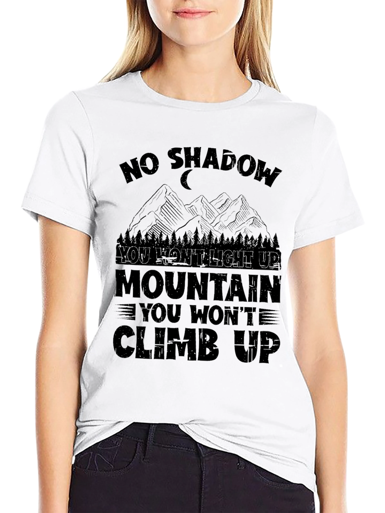 No Shadow Mountain Climb Black Graphic Tee