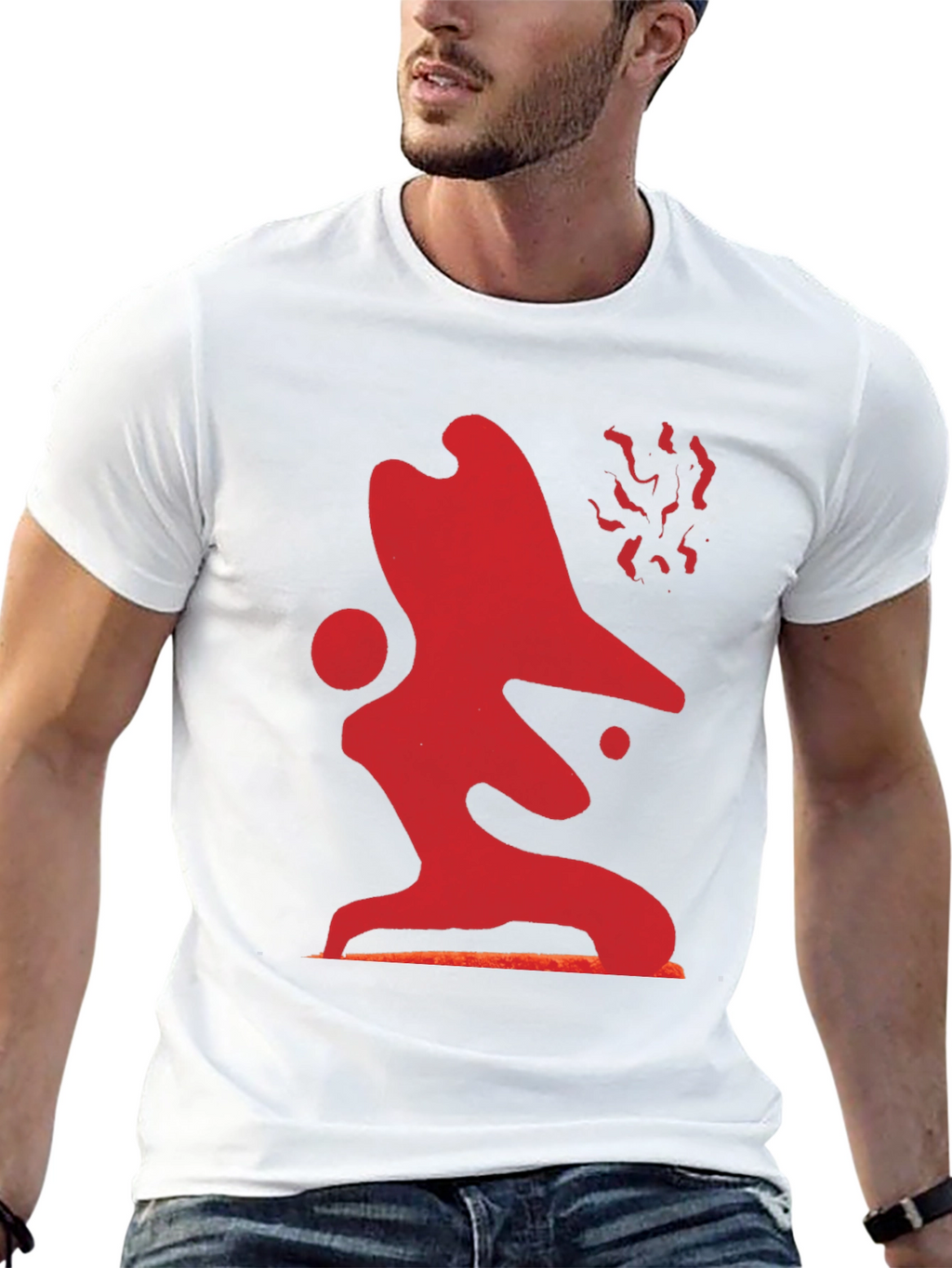 Abstract Red Graphic Print Black T-Shirt