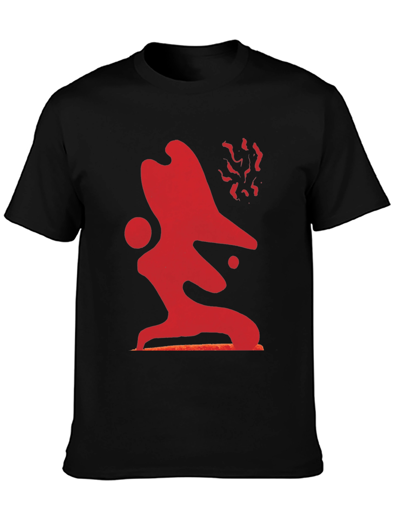 Abstract Red Graphic Print Black T-Shirt