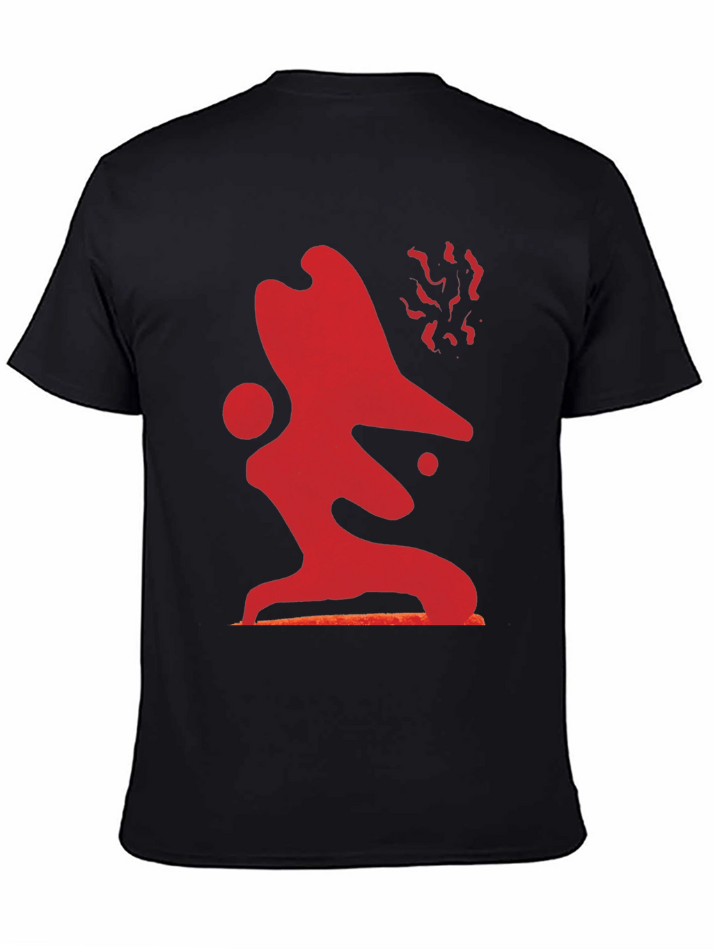 Abstract Red Graphic Print Black T-Shirt