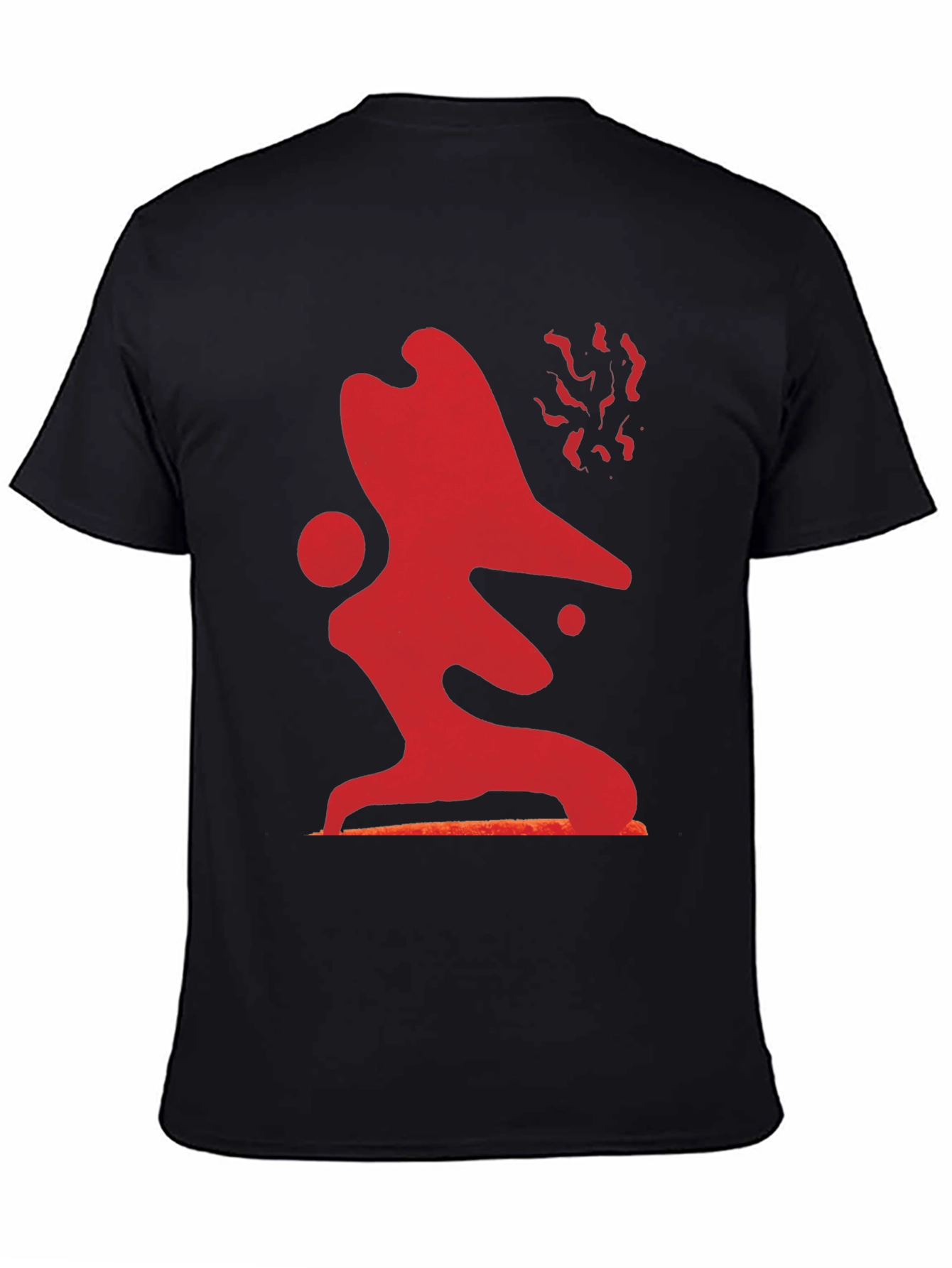 Abstract Red Graphic Print Black T-Shirt