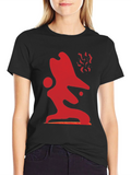 Abstract Red Graphic Print Black T-Shirt