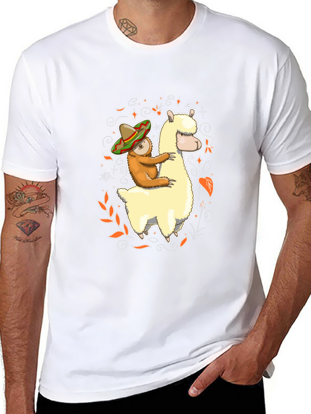 Sloth Riding Llama T-Shirt Funny Fiesta Animal Tee