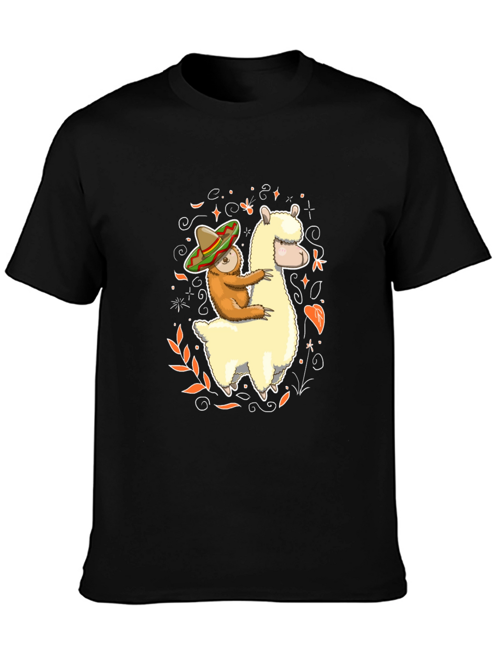 Sloth Riding Llama T-Shirt Funny Fiesta Animal Tee