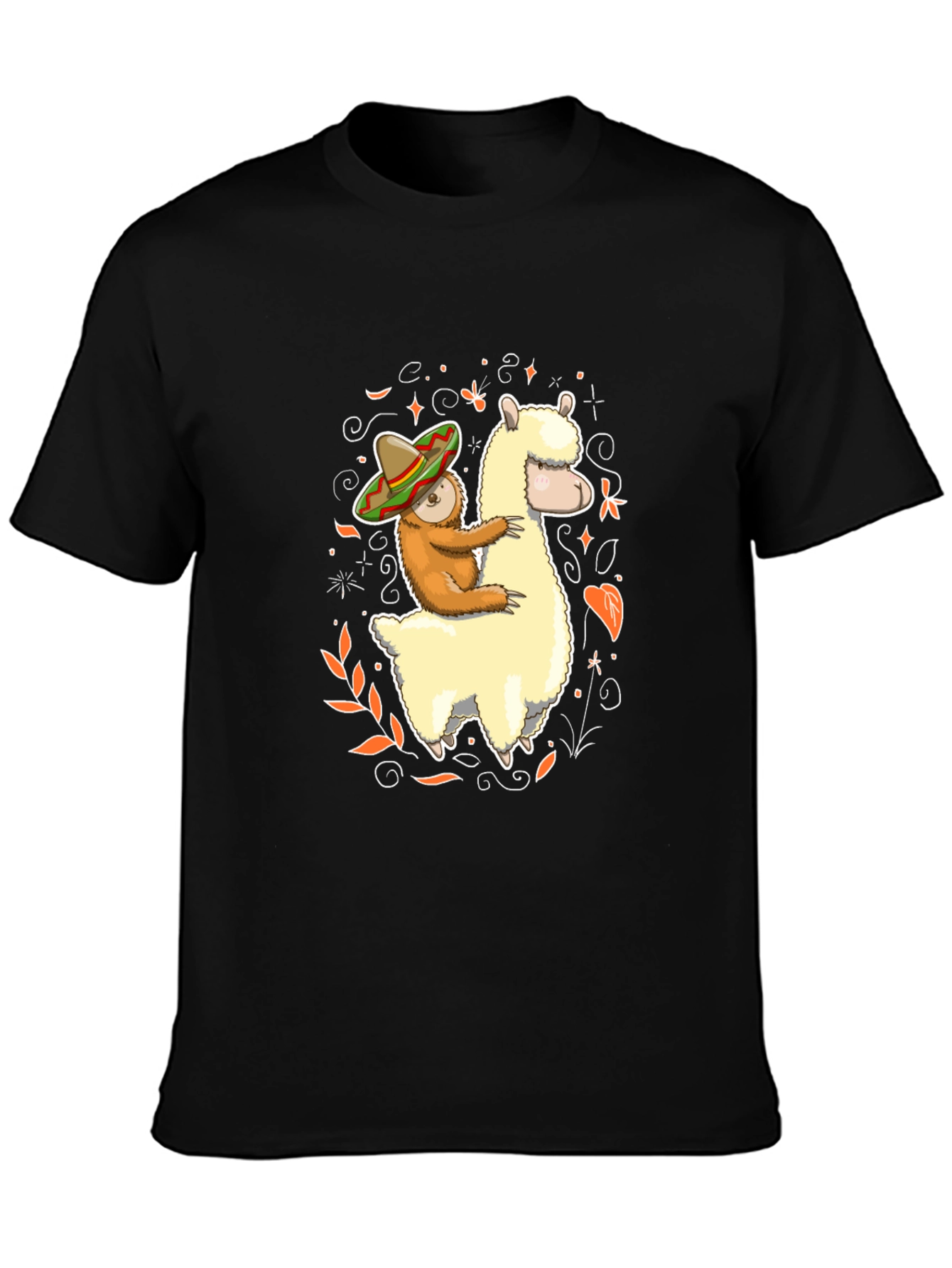 Sloth Riding Llama T-Shirt Funny Fiesta Animal Tee