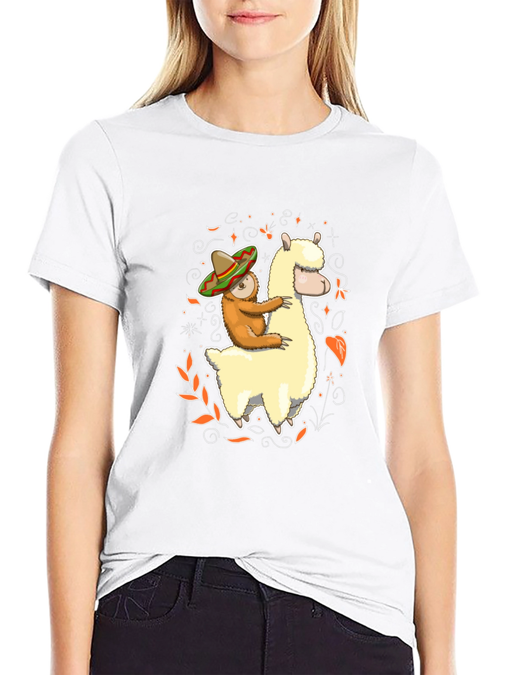 Sloth Riding Llama T-Shirt Funny Fiesta Animal Tee