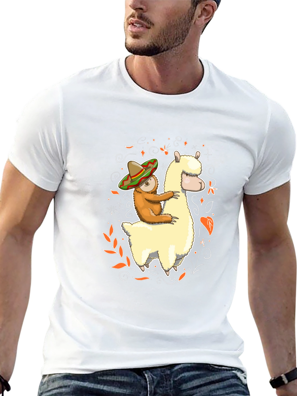 Sloth Riding Llama T-Shirt Funny Fiesta Animal Tee