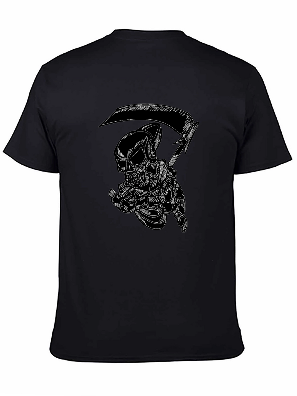 Grim Reaper Skull Graphic Tee - Black