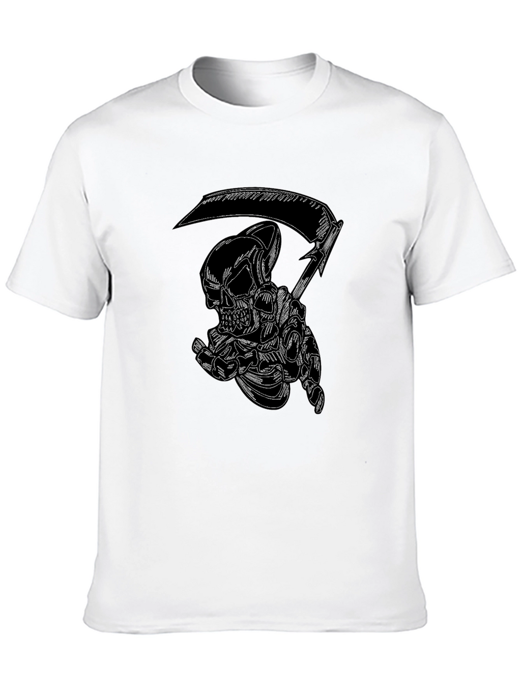 Grim Reaper Skull Graphic Tee - Black