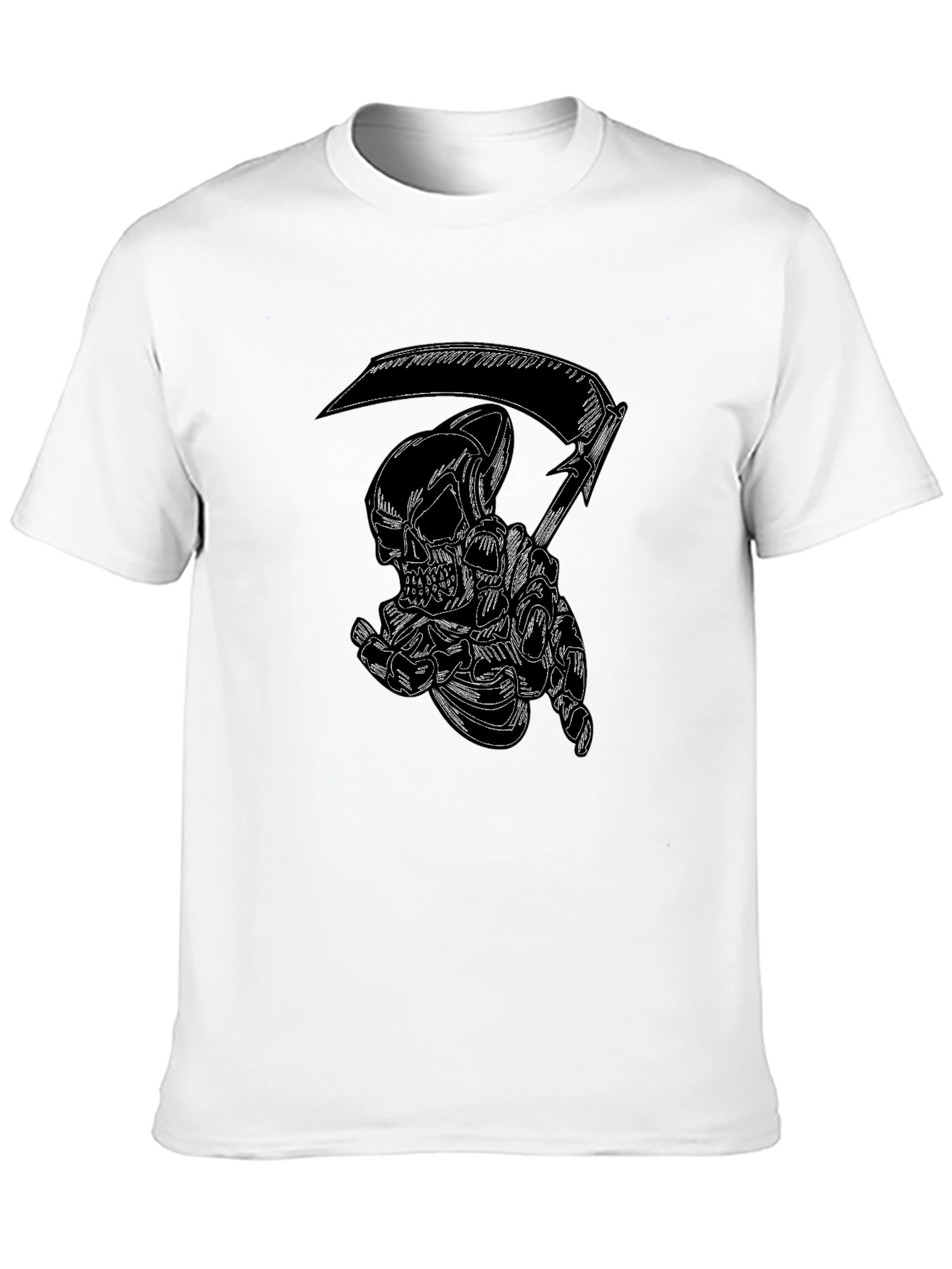 Grim Reaper Skull Graphic Tee - Black