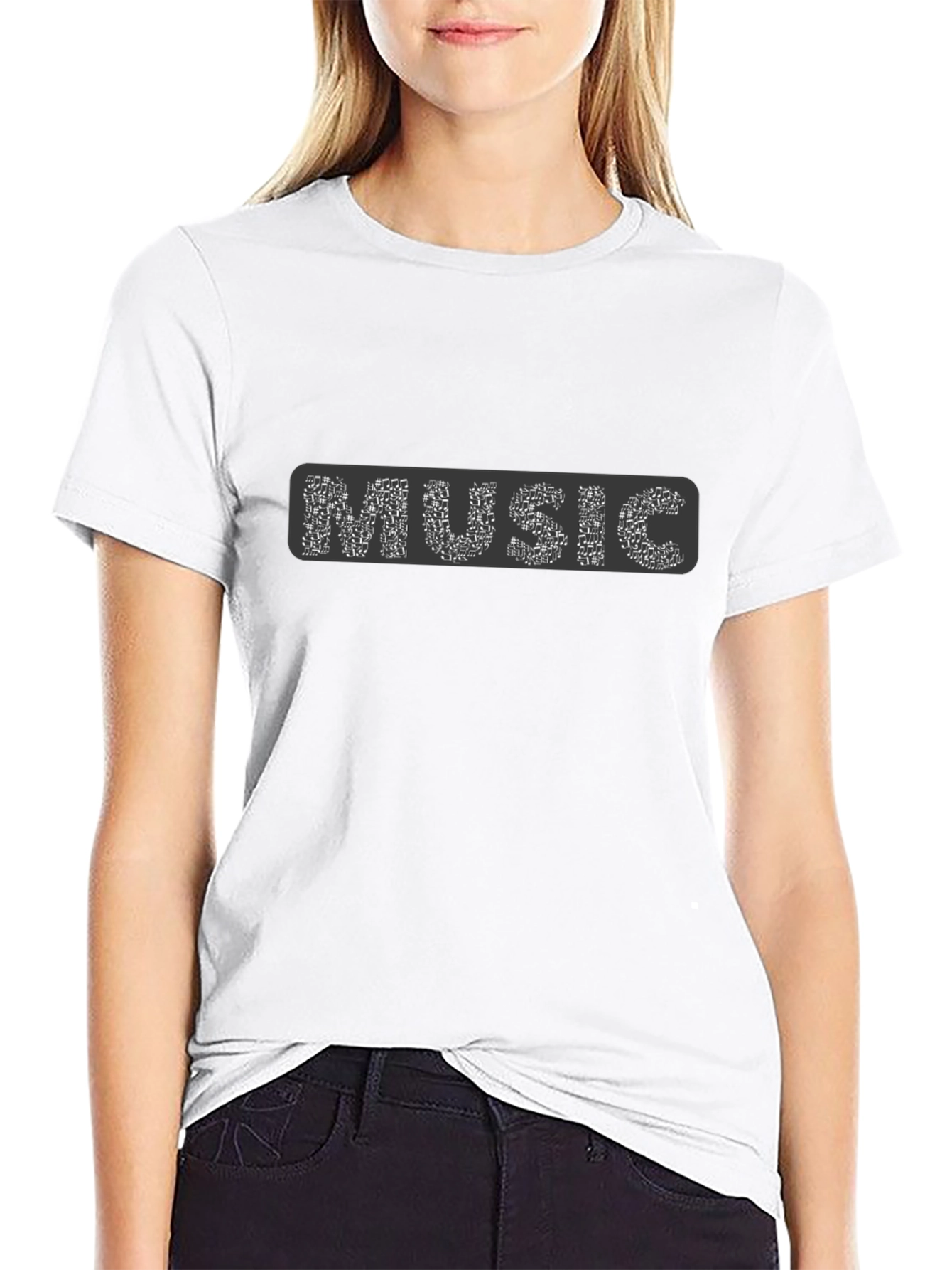 Music Notes Graphic Black T-Shirt
