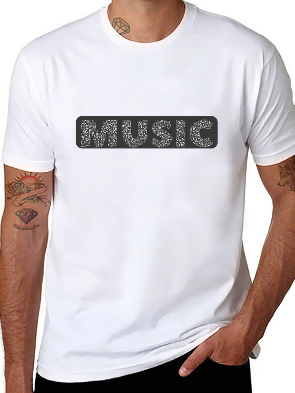 Music Notes Graphic Black T-Shirt