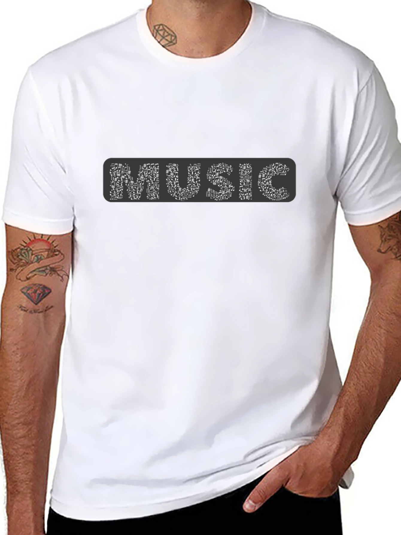 Music Notes Graphic Black T-Shirt