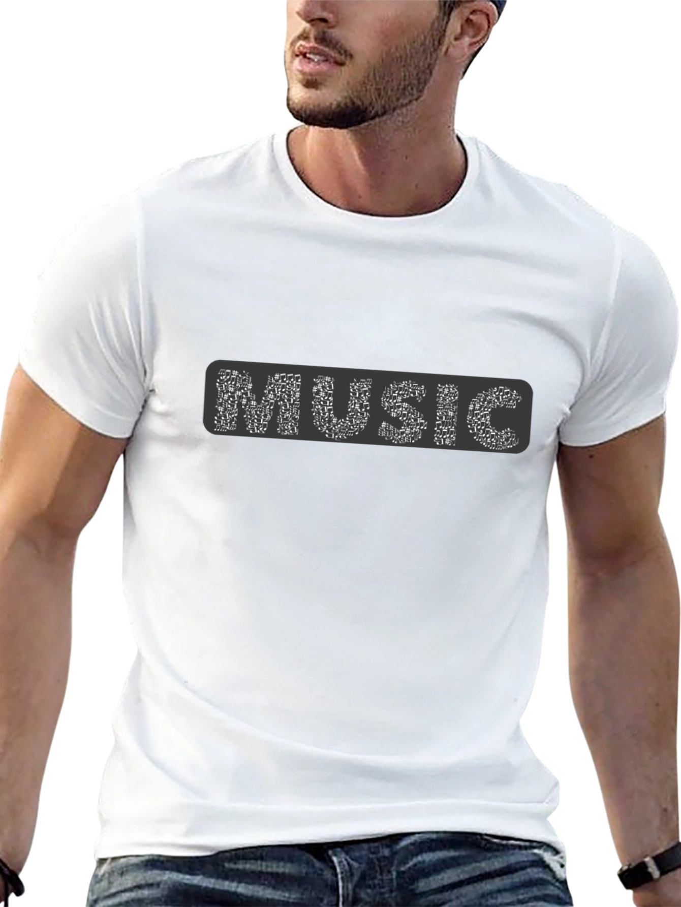 Music Notes Graphic Black T-Shirt