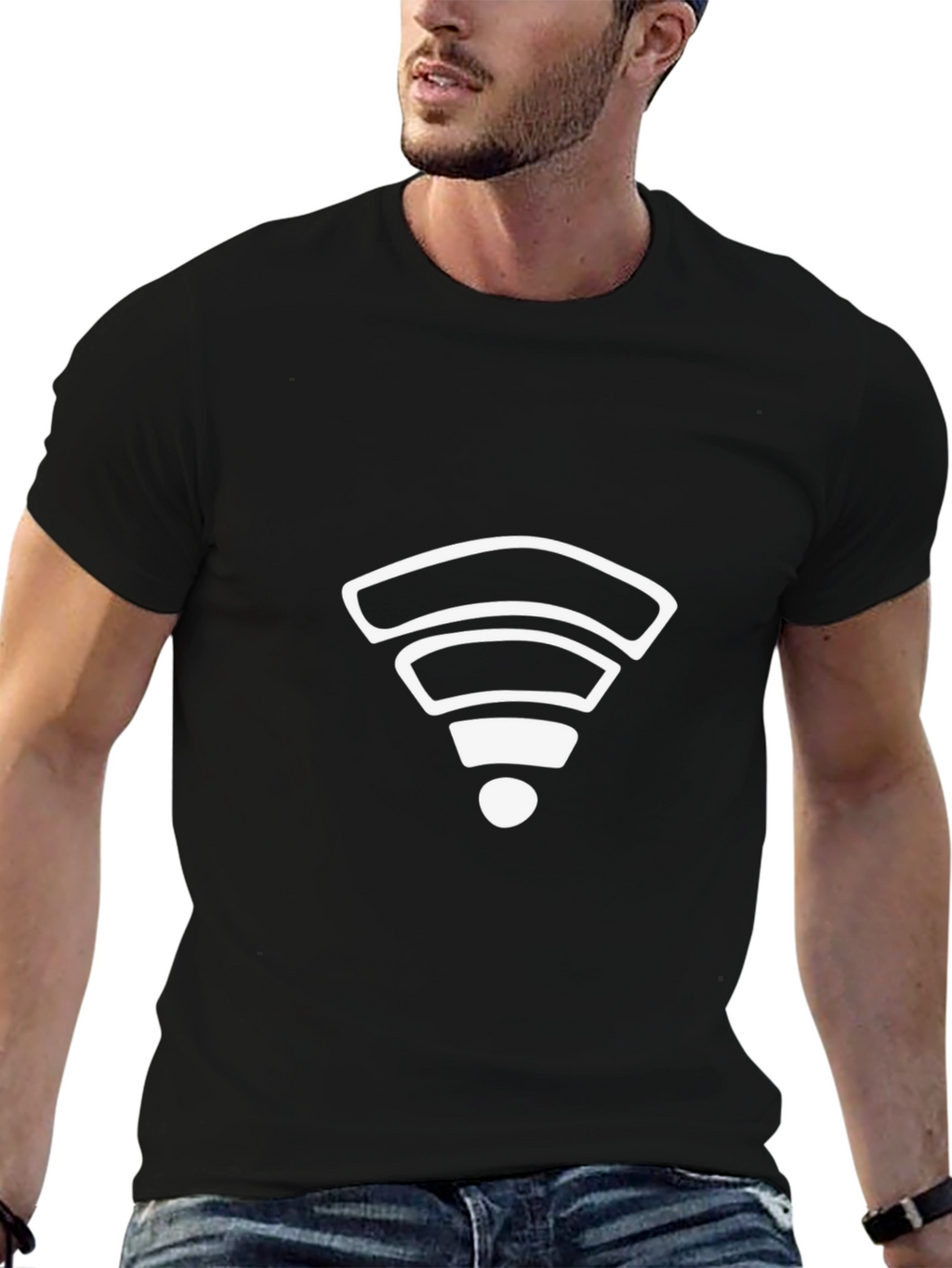 Wireless Icon Tee - Modern Black T-Shirt