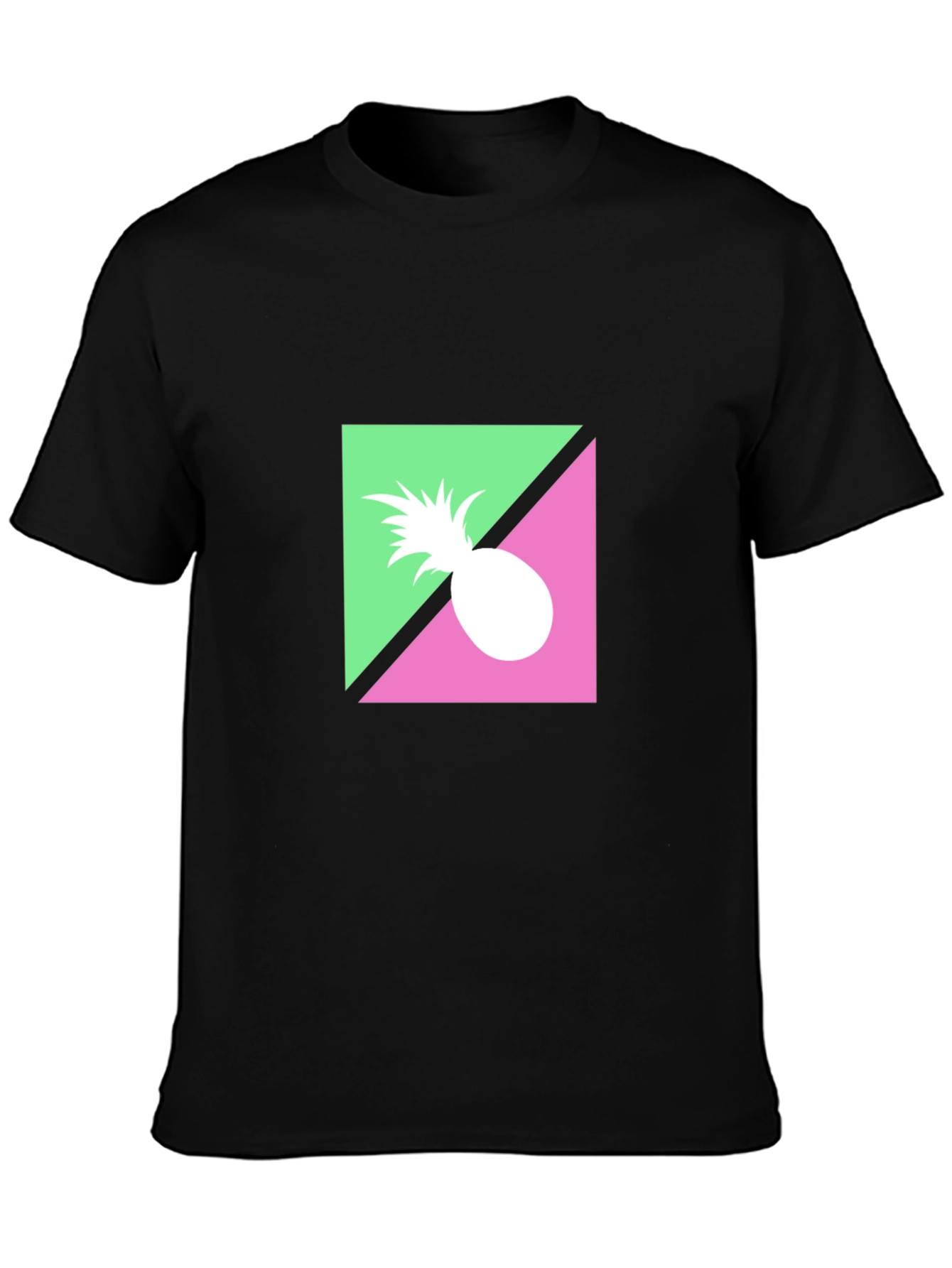 Retro Pineapple Graphic Black T-Shirt