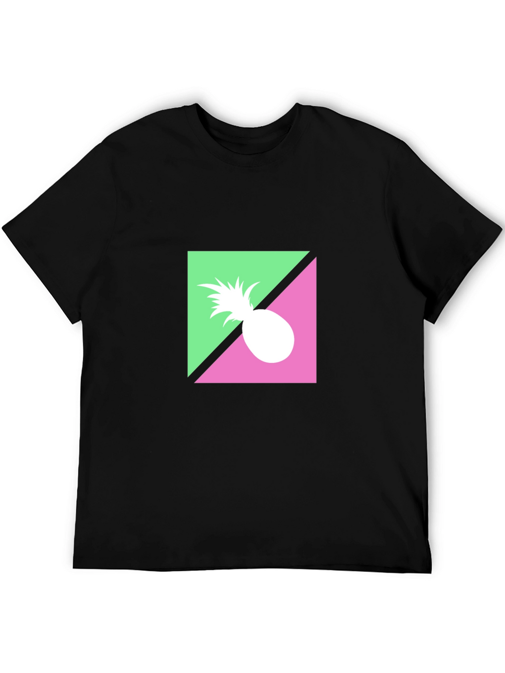Retro Pineapple Graphic Black T-Shirt