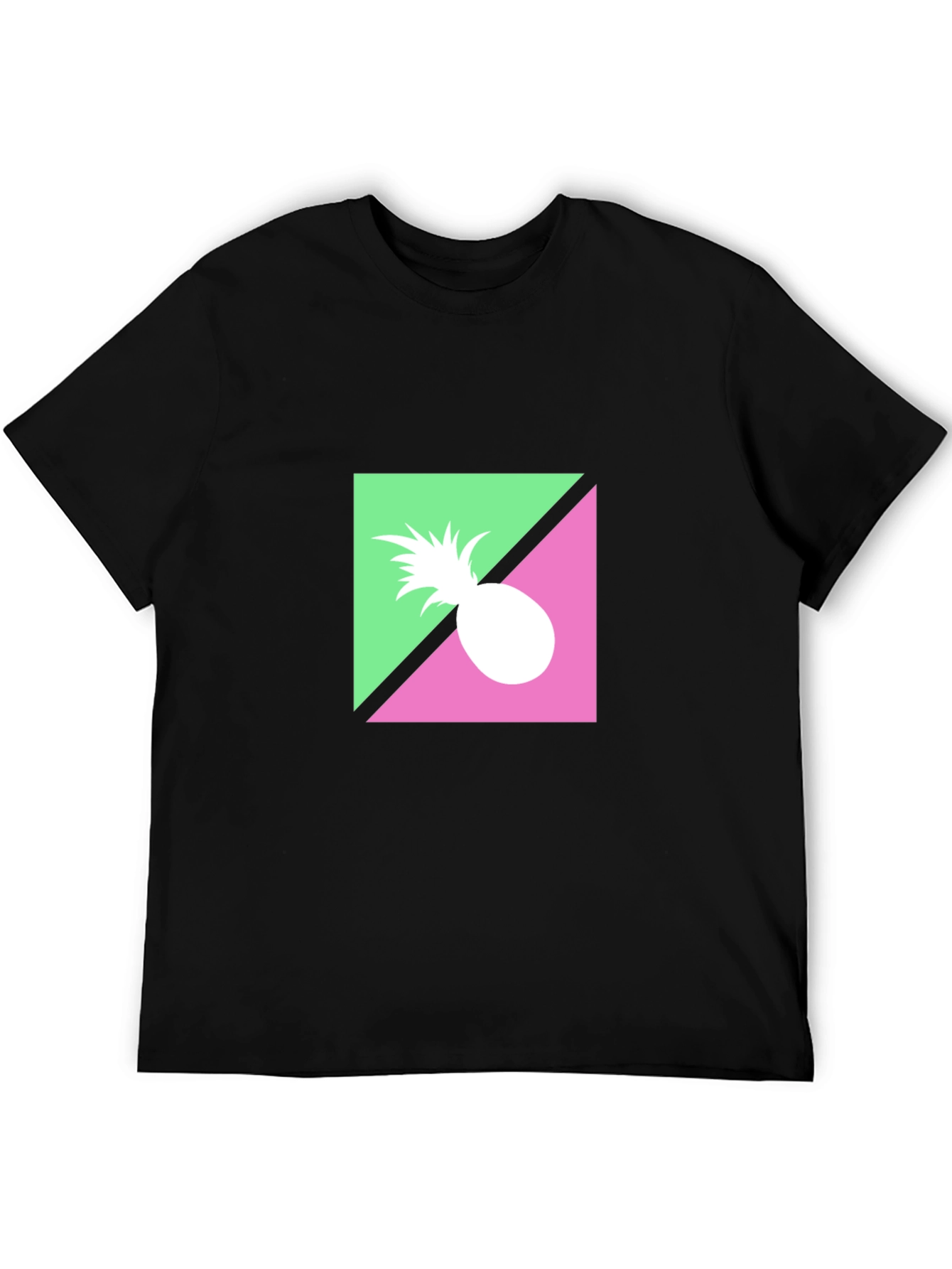 Retro Pineapple Graphic Black T-Shirt
