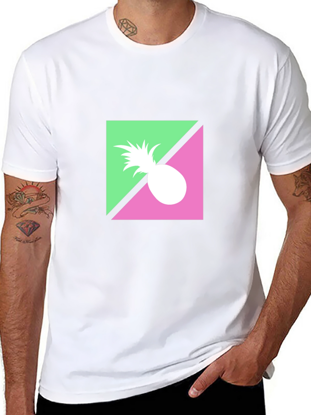 Retro Pineapple Graphic Black T-Shirt