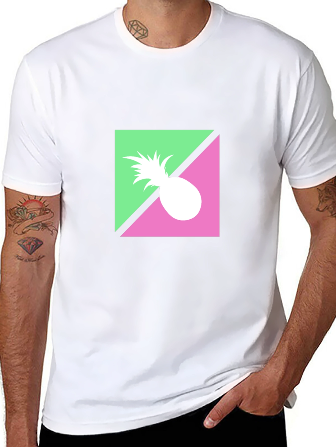 Retro Pineapple Graphic Black T-Shirt