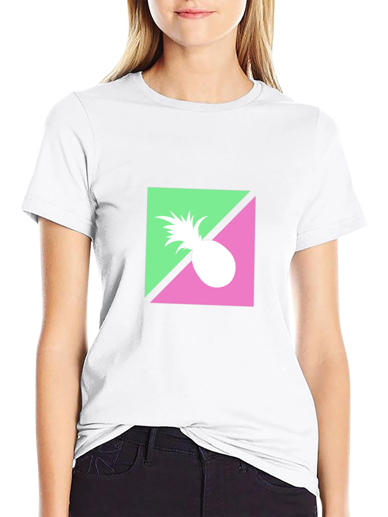 Retro Pineapple Graphic Black T-Shirt