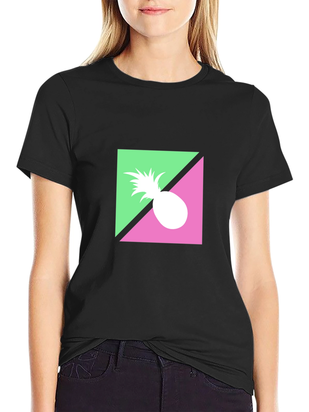 Retro Pineapple Graphic Black T-Shirt