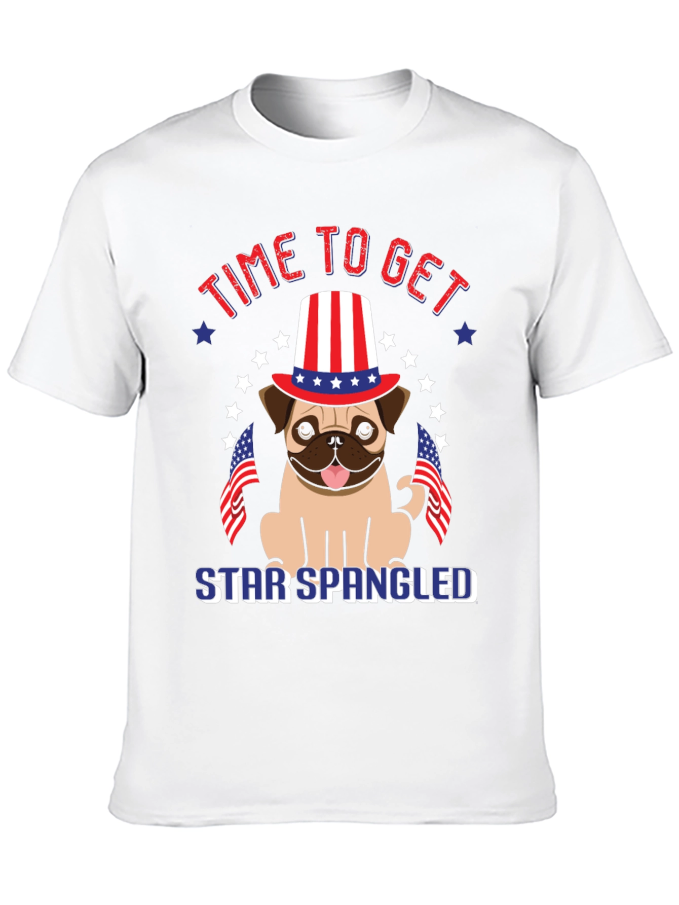 Patriotic Pug T-Shirt - Star Spangled Getaway