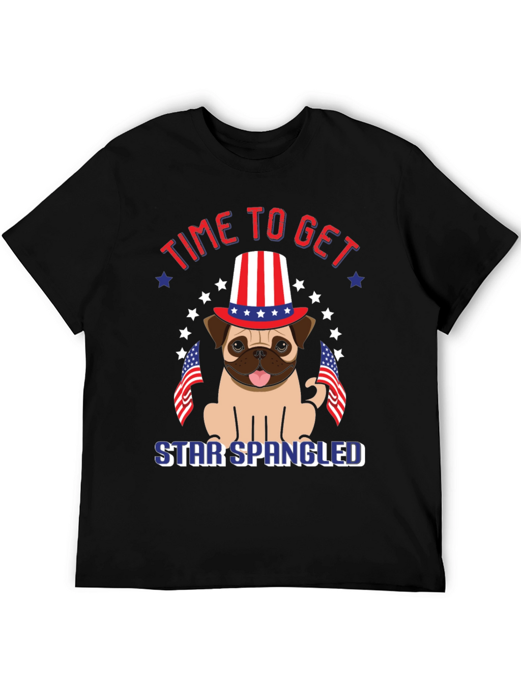 Patriotic Pug T-Shirt - Star Spangled Getaway